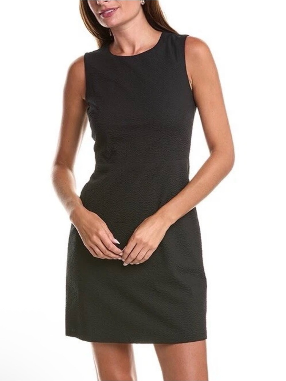 NWT Theory Raneid Seersucker Sleeveless Mini Dress Black Size 10